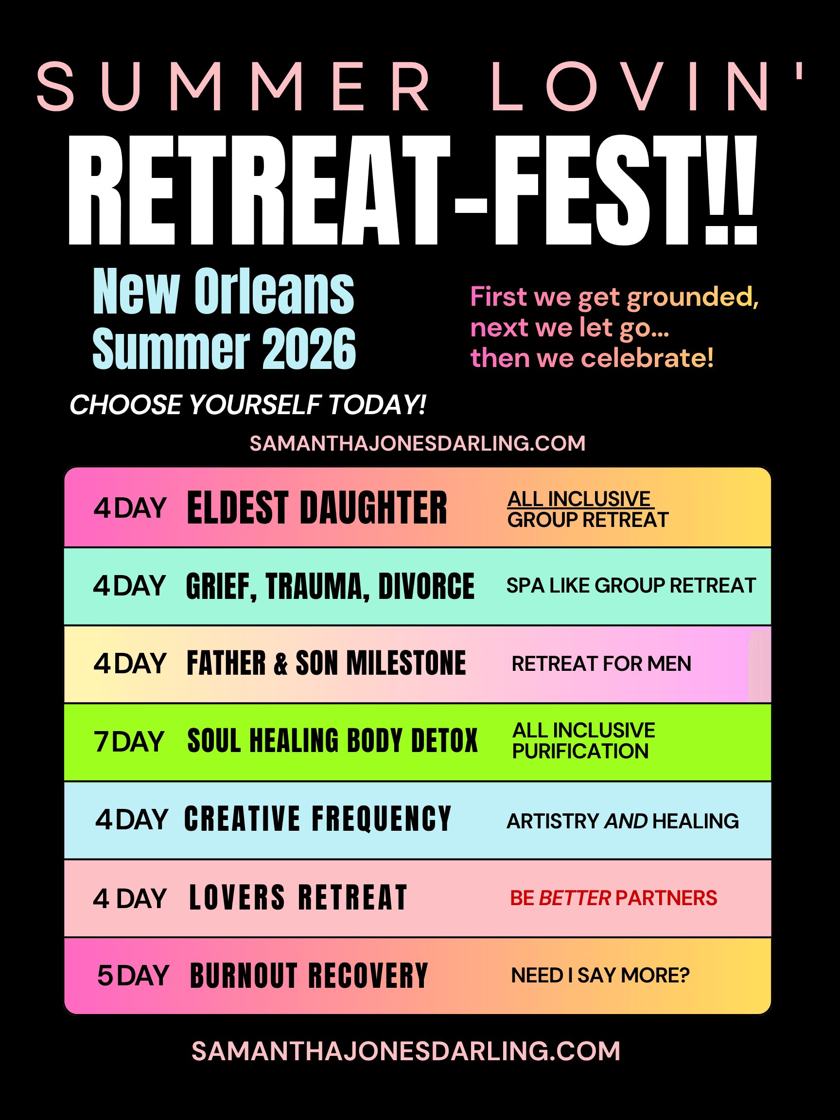 Summer Lovin’ Retreat Fest schedule designed for New Orleans