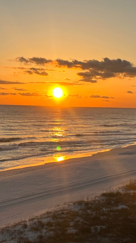 Golden sunset over the shoreline